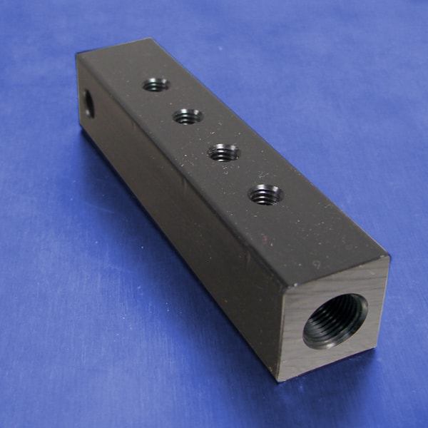 1pc Single Side Inline Manifold 2x1/4"NPT In; 6x1/8"NPT Out MettleAir AM10-125-6 